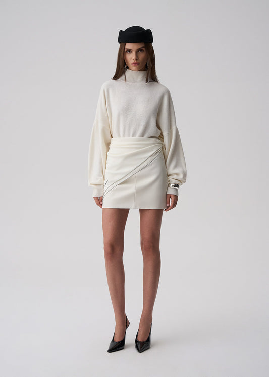 SPÓDNICA OZI FAUX LEATHER WHITE