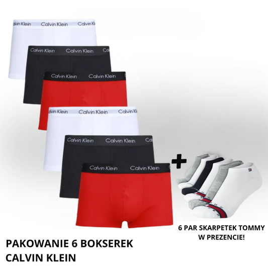 Zestaw 6 bokserek CK + 6 par skarpetek Tommy W PREZENCIE!