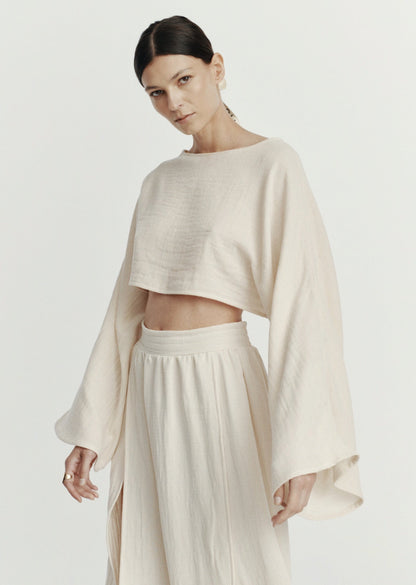 SARA TOP MUSLIN VINTAGE ECRU