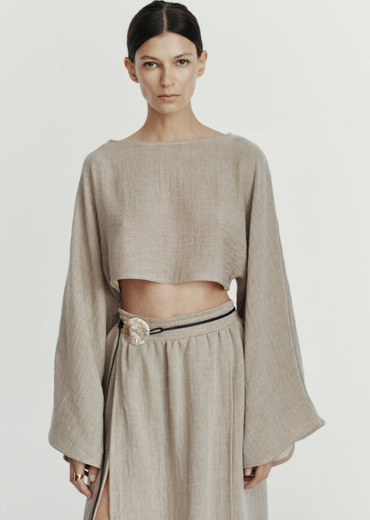 SARA TOP MUSLIN VINTAGE SAND