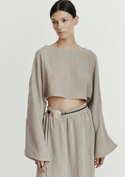 SARA TOP MUSLIN VINTAGE SAND