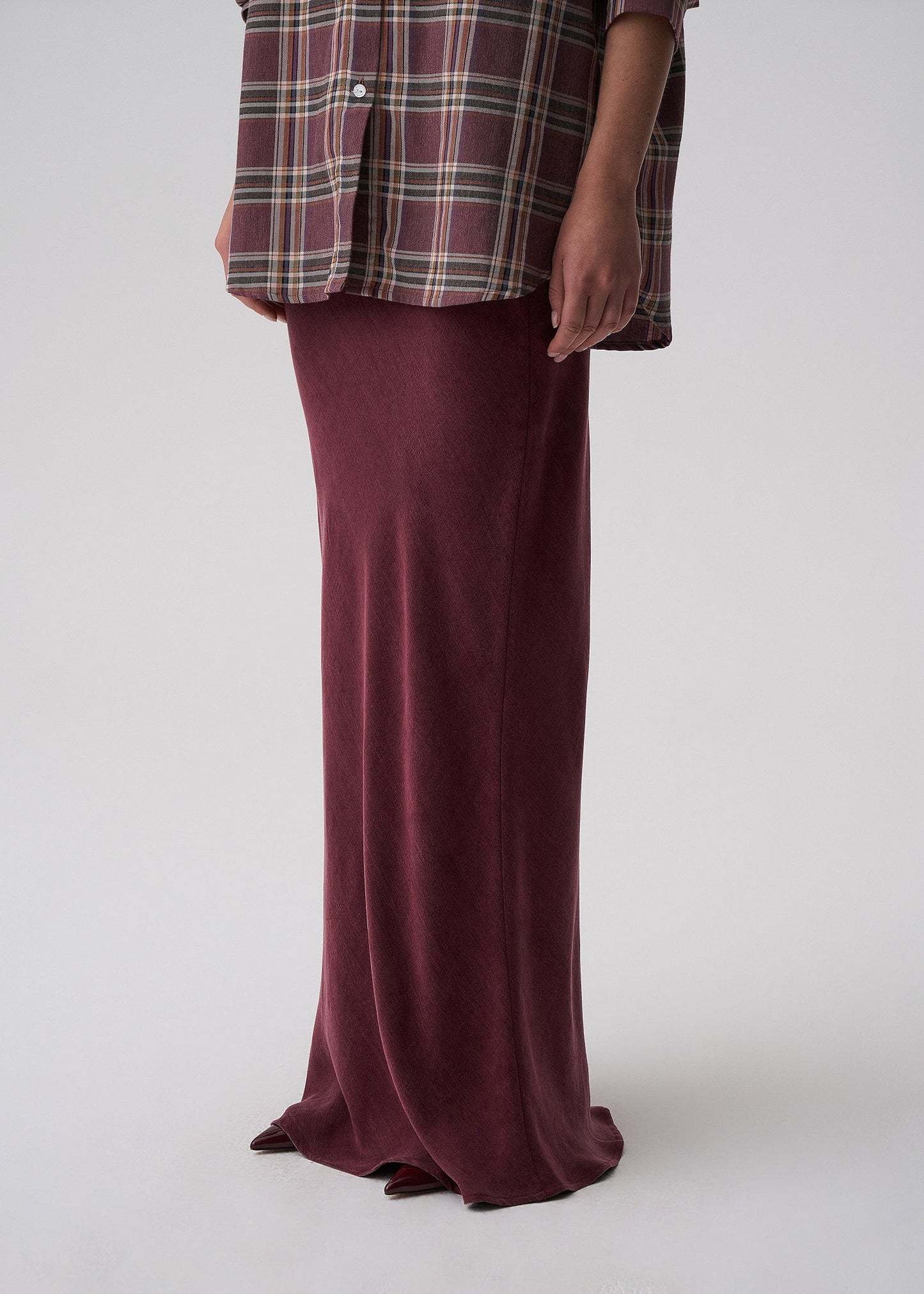 SPÓDNICA ALBANA NEW LONG AUBERGINE