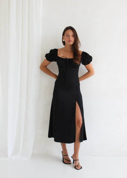 SUKIENKA JULITA ROMANTIC BLACK SATIN