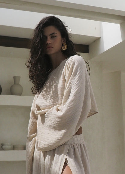 SARA TOP MUSLIN VINTAGE SAND