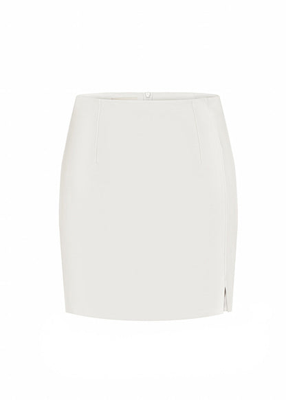 SPÓDNICA OZI FAUX LEATHER WHITE